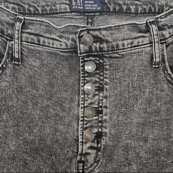 92 GAP HIGH RISE VINTAGE SLIM JEANS IN BLACK MANGO WOMEN'S PLUS SIZE 20 - Picture 10 of 13